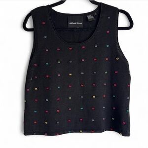 Vintage Michael Simon Hand-Beaded Knit Vest Top | Size M
